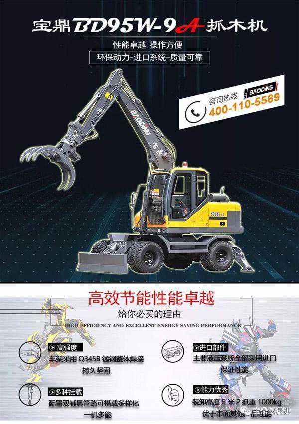 宝鼎BD95W-9A现款型号轮式抓机产品介绍